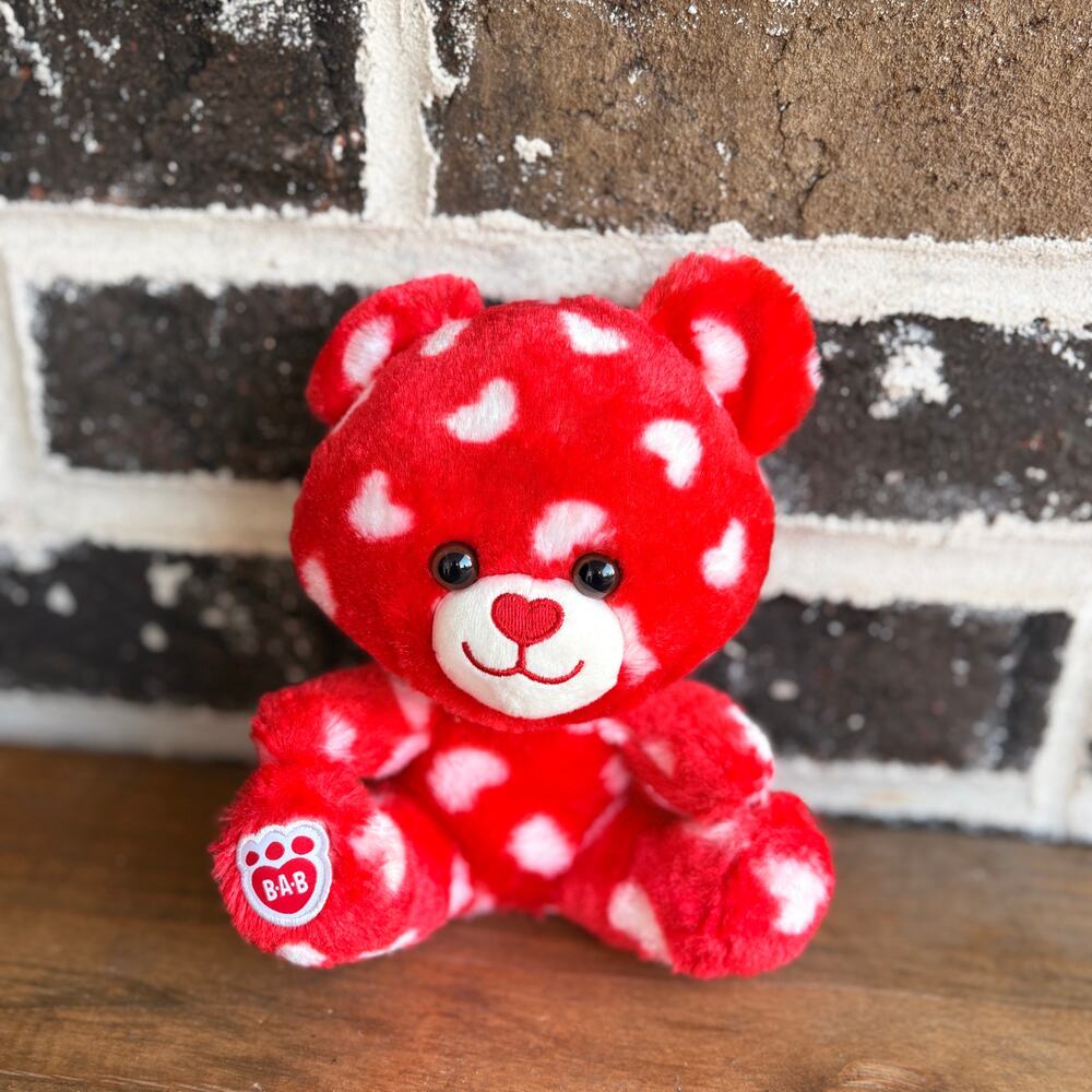 Build A Bear Tiny Hearts Teddy Red White Heart Plush Valentine BABW